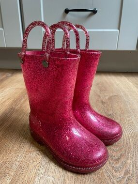 Western Chief Glitter Fuchsia Toddler Rain Boot